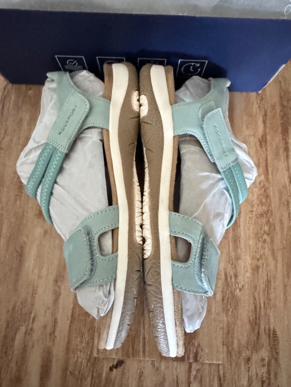NWT Rockport Shevon Sandal Light Blue Soft Leather Double Adjustable Straps 9W - Picture 7 of 16
